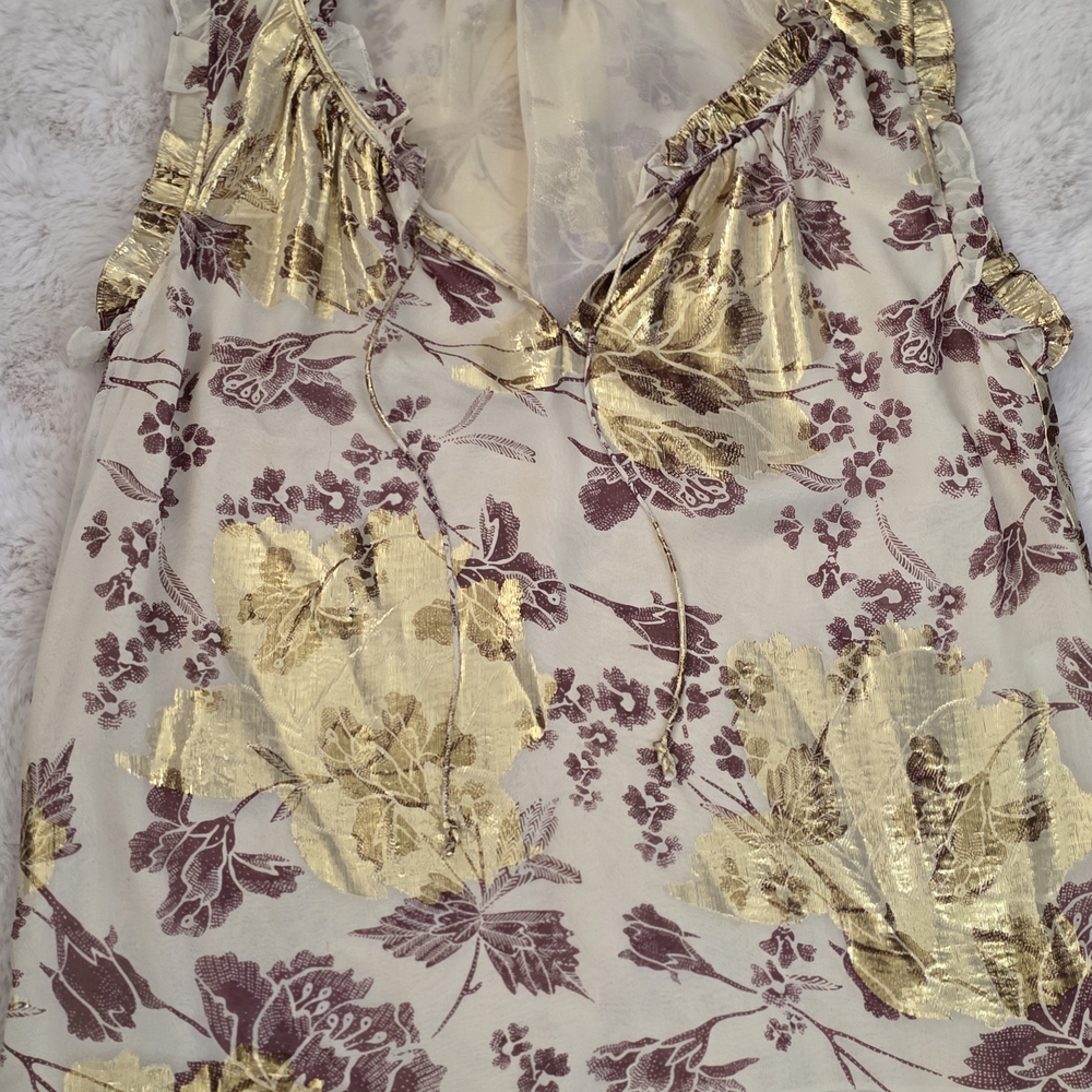 Diane Von Furstenberg Gold and Purple Floral Top